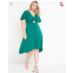 Eloquii Cutout Detail Flutter Sleeve Dress with keyhole cutout